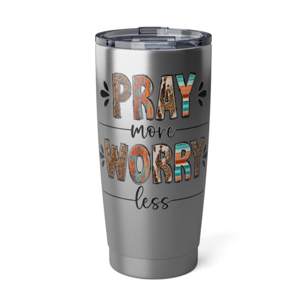 Inspirational Tumbler: Pray More Worry Less, Travel Mug, Gift for Friends, Motivational Cup, Coffee Tumbler, Travel Essentials