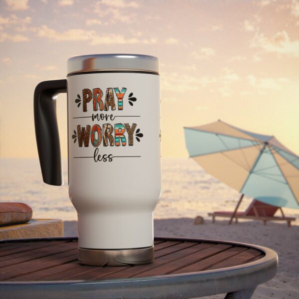Inspirational Stainless Steel Travel Mug - "Pray More, Worry Less", 14oz - Image 7