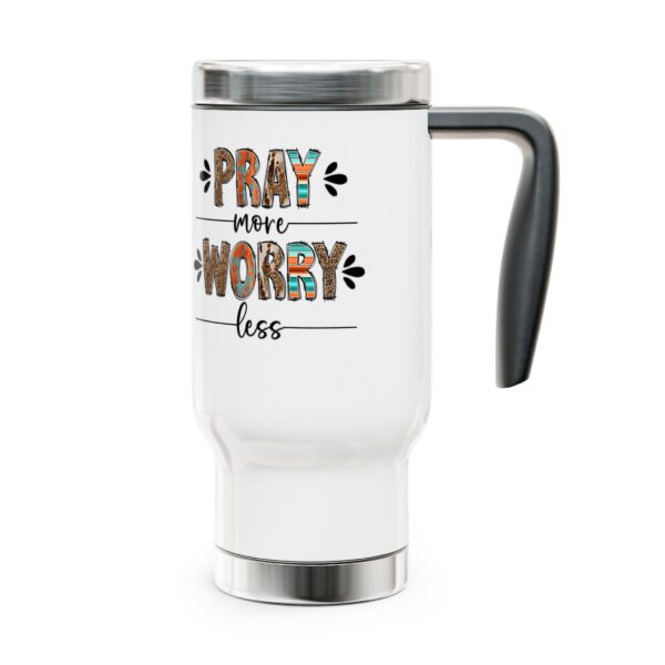 Inspirational Stainless Steel Travel Mug - "Pray More, Worry Less", 14oz - Image 5
