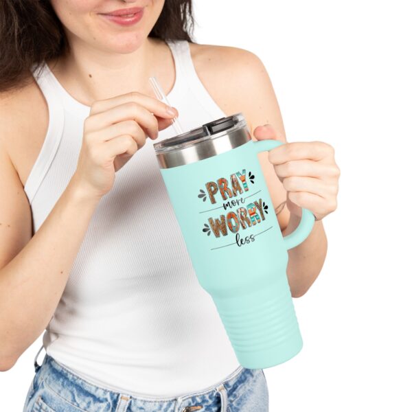 Pray More Worry Less Insulated Travel Mug - 40oz Motivational Drinkware - Image 15