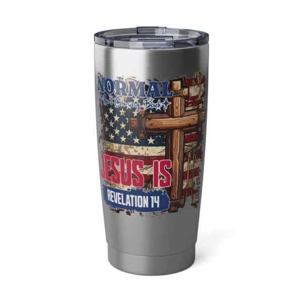 Vagabond Travel Tumbler - Inspirational 20oz Drinkware, Jesus is Normal Gift, Christian Faith Mug, USA Flag Tumbler, Religious Party Favor