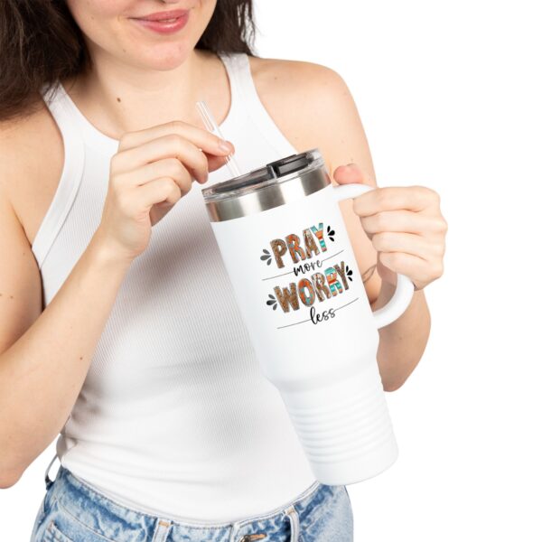 Pray More Worry Less Insulated Travel Mug - 40oz Motivational Drinkware - Image 5