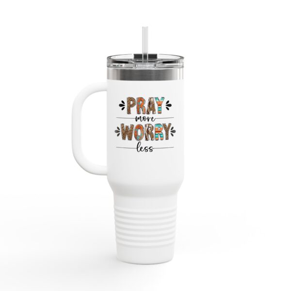 Pray More Worry Less Insulated Travel Mug - 40oz Motivational Drinkware - Image 4