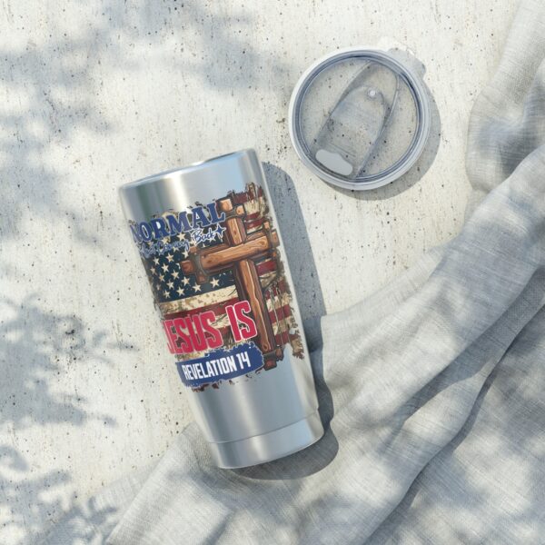 Vagabond Travel Tumbler - Inspirational 20oz Drinkware, Jesus is Normal Gift, Christian Faith Mug, USA Flag Tumbler, Religious Party Favor - Image 6