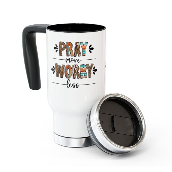 Inspirational Stainless Steel Travel Mug - "Pray More, Worry Less", 14oz - Image 8
