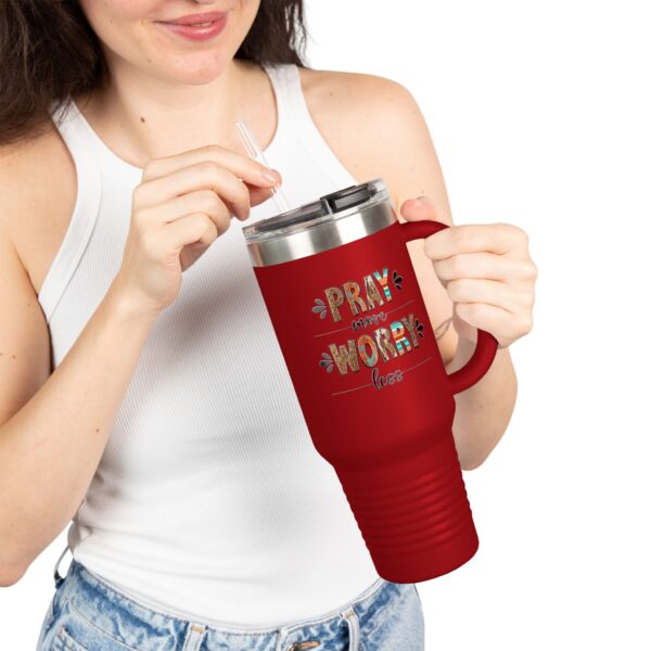 Pray More Worry Less Insulated Travel Mug - 40oz Motivational Drinkware - Image 10
