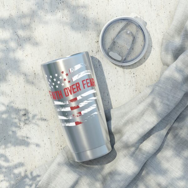 Faith Over Fear 20oz Tumbler, Travel Mug, Motivational Beverage Cup, American Flag Design, Inspirational Gift, Outdoor Adventure - Image 6