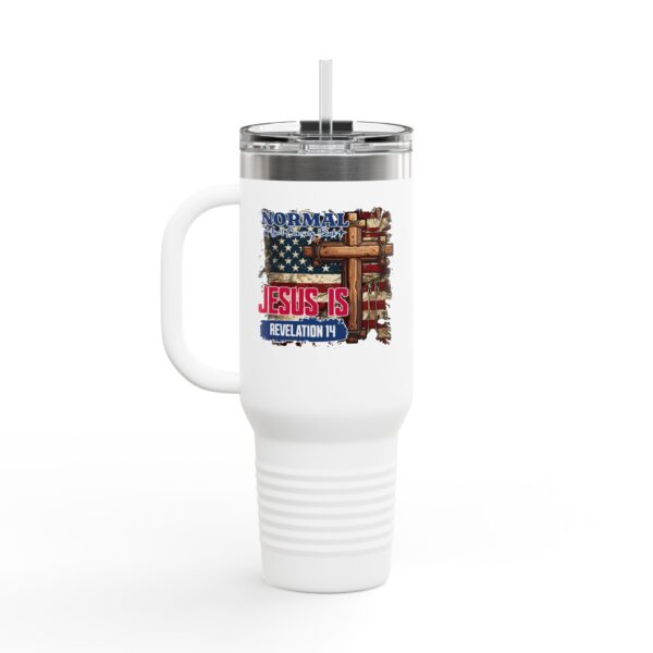 Faith-Inspired Insulated Travel Mug - 40oz with Jesus Is Revelation 14 Design - Image 9
