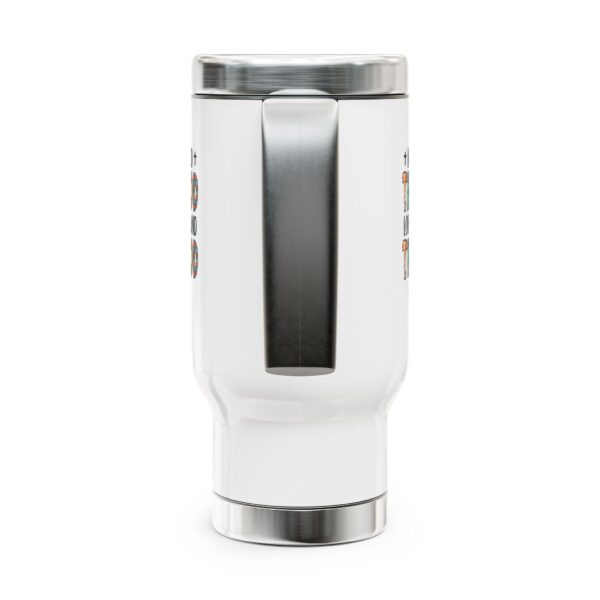 Inspirational Travel Mug - 14oz Stainless Steel with Handle, 'Look Back and Thank God, Look Forward and Trust God' Design - Image 4