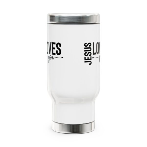Inspirational Jesus Travel Mug - 14oz Stainless Steel with Handle - Image 2