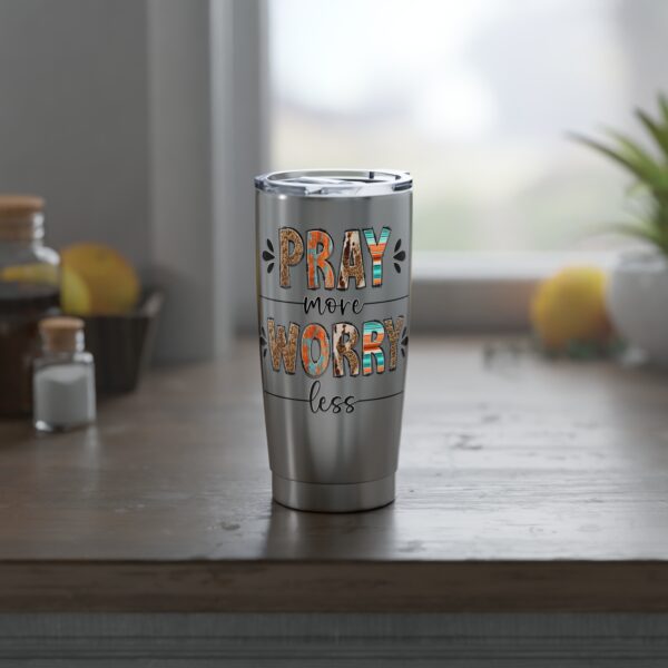 Inspirational Tumbler: Pray More Worry Less, Travel Mug, Gift for Friends, Motivational Cup, Coffee Tumbler, Travel Essentials - Image 5