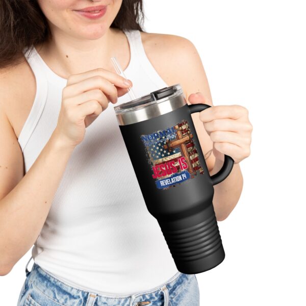 Faith-Inspired Insulated Travel Mug - 40oz with Jesus Is Revelation 14 Design - Image 5