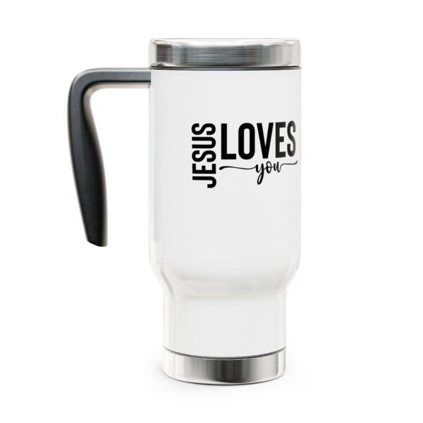 Inspirational Jesus Travel Mug - 14oz Stainless Steel with Handle - Image 3