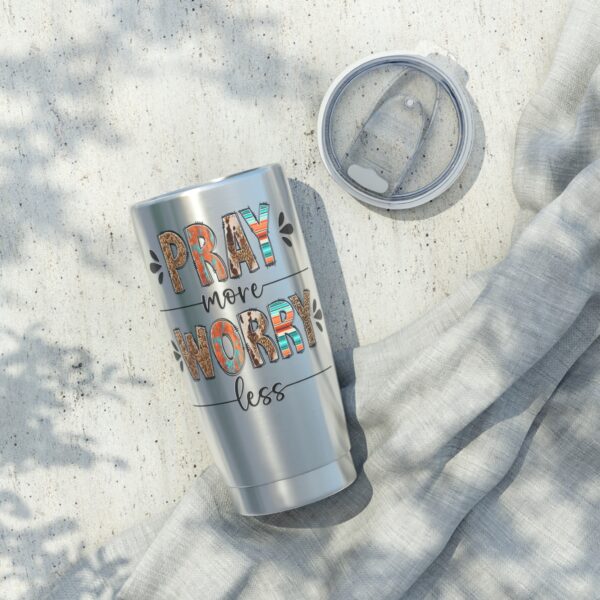 Inspirational Tumbler: Pray More Worry Less, Travel Mug, Gift for Friends, Motivational Cup, Coffee Tumbler, Travel Essentials - Image 6