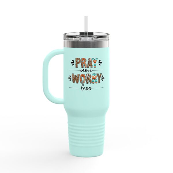 Pray More Worry Less Insulated Travel Mug - 40oz Motivational Drinkware - Image 14
