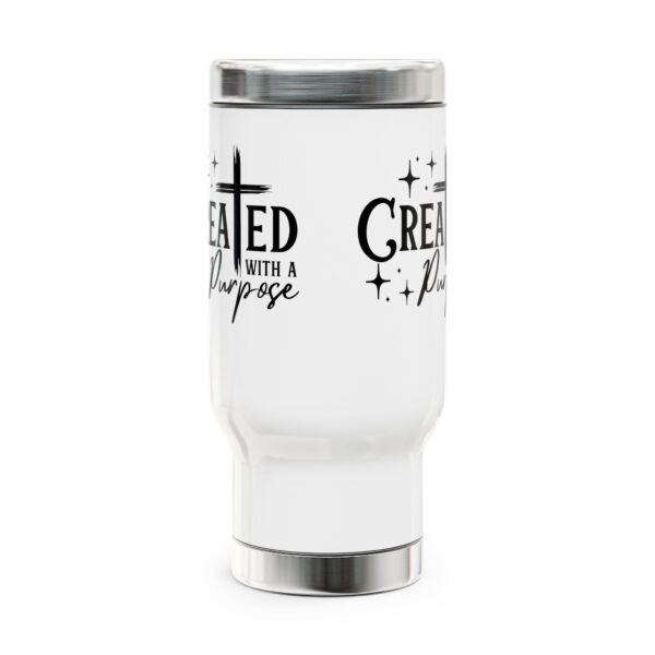 Inspirational Travel Mug - Created with a Purpose - 14oz Stainless Steel - christian travel mug gift - Image 2