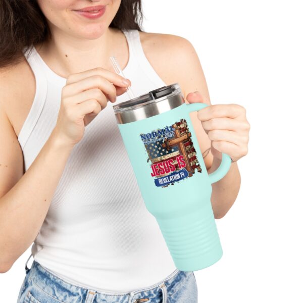 Faith-Inspired Insulated Travel Mug - 40oz with Jesus Is Revelation 14 Design - Image 15