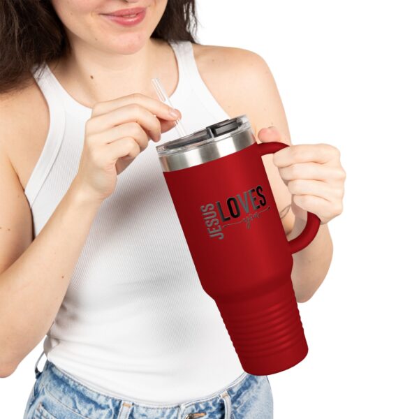 40oz Insulated Travel Mug - JESUS LOVES YOU Design - Image 5