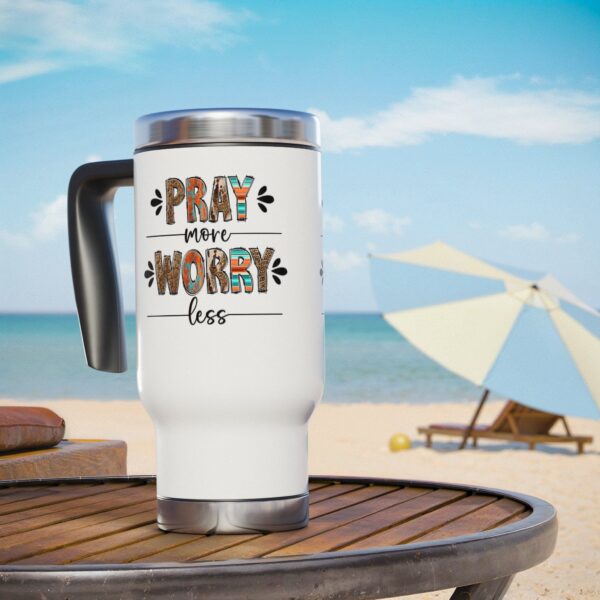 Inspirational Stainless Steel Travel Mug - "Pray More, Worry Less", 14oz - Image 6