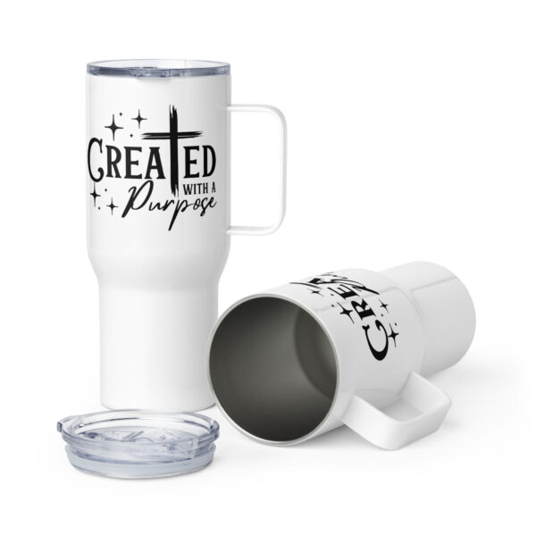 Christian Travel mug with a handle, Created with a purpose, Cross travel mug gift - Image 3