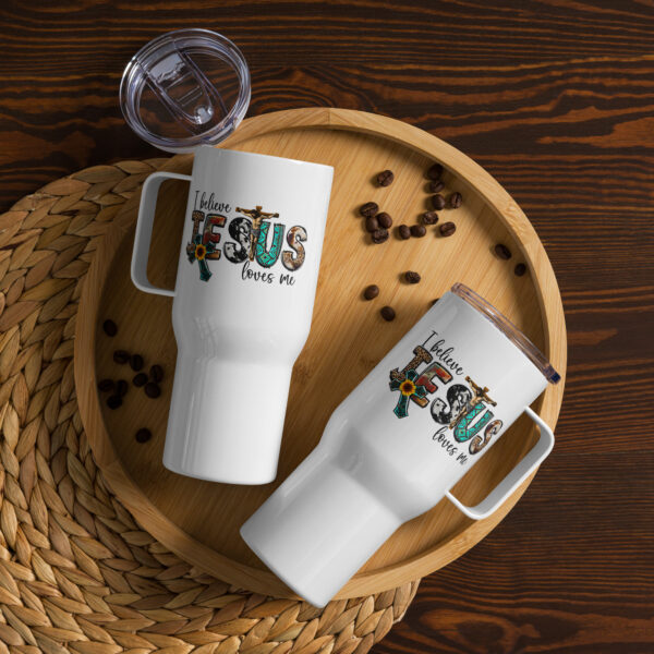 Jesus Travel mug with a handle, Christian travel coffee mug gift, religious travel mug - Image 2