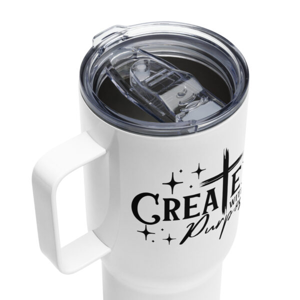 Christian Travel mug with a handle, Created with a purpose, Cross travel mug gift - Image 4