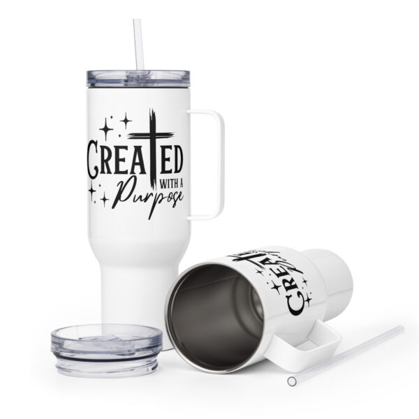 Christian Travel mug with a handle, Created with a purpose, Cross travel mug gift - Image 5