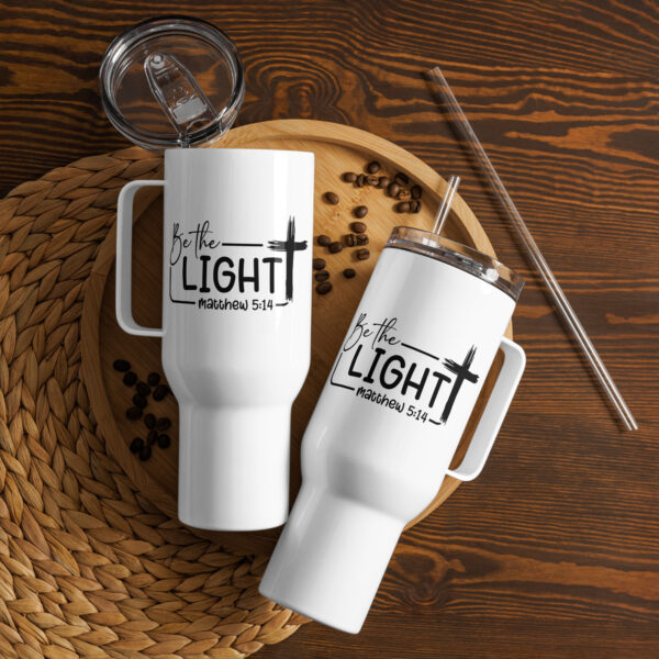 Bible verse Travel mug with a handle, Be the light travel coffee mug gift