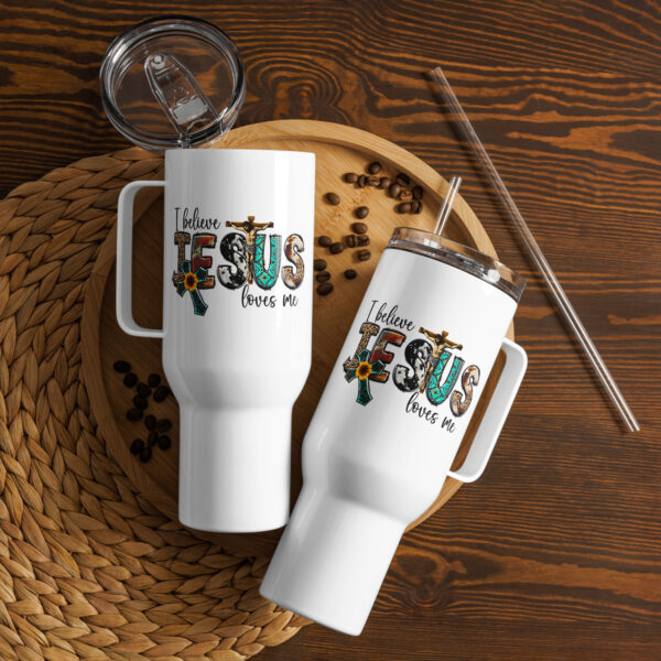 Jesus Travel mug with a handle, Christian travel coffee mug gift, religious travel mug