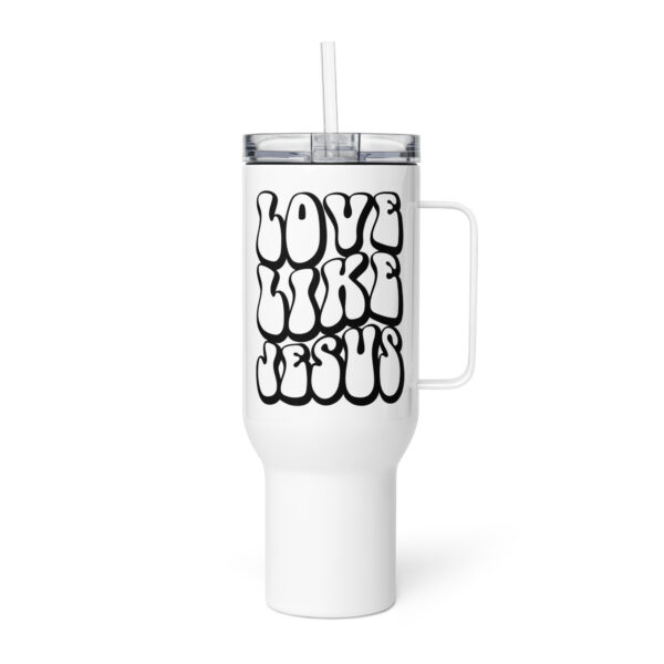 Travel mug with a handle, Christian travel mug, Love like Jesus