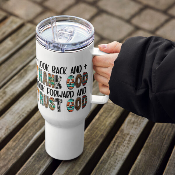 Travel mug with a handle, Christian Quotes travel mug, Religious travel mug gift