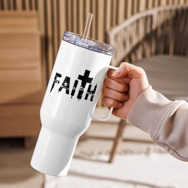 Travel mug with a handle, Faith travel coffee mug, Religious travel cup gift