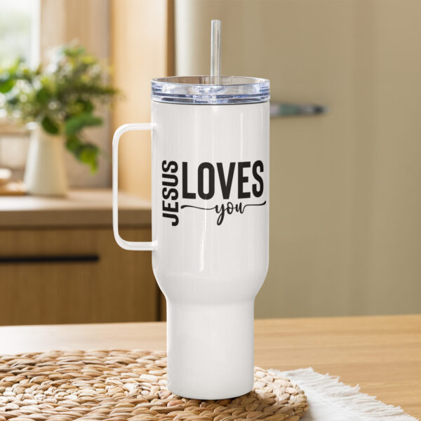 Travel mug with a handle, Religious travel mug, Jesus loves you, Christian travel mug - Image 5