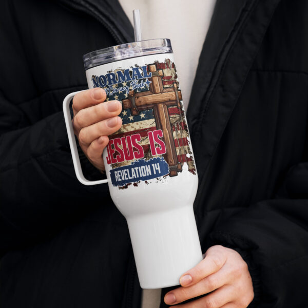 Travel mug with a handle, Jesus travel coffee mug gift, Religious travel cup