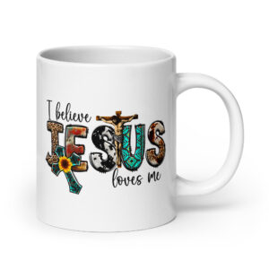 Jesus White glossy mug, Christian coffee mug gift, religious ceramic coffee mug